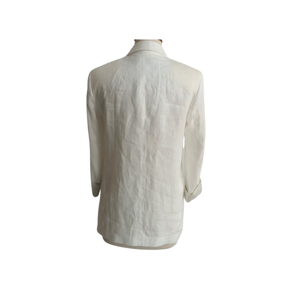 Zara White Open 100% Linen Blazer | Brand New |
