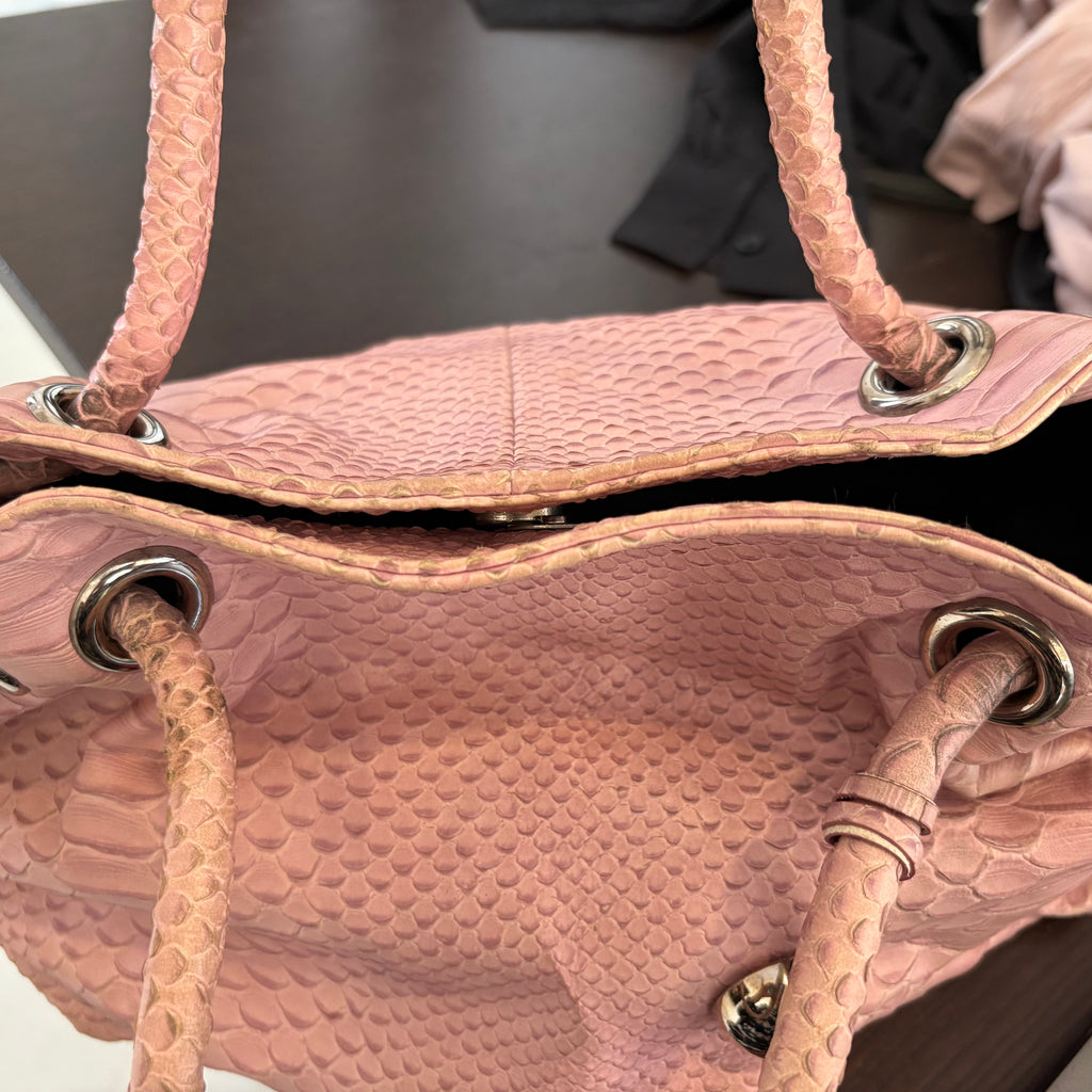 Furla Blush Pink Leather Croc-Embossed Carmen Tote | Pre Loved |
