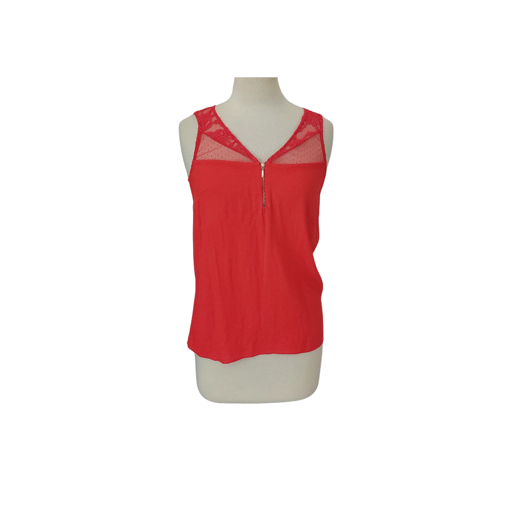 Naf Naf Red Lace Sleeveless Top | Gently Used |