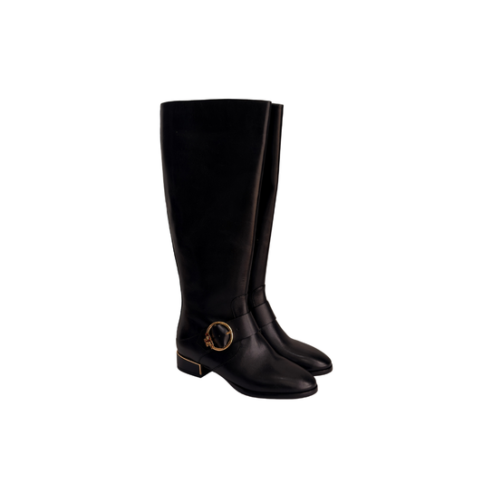 Tory Burch Black Sofia Leather Knee-High Riding Boots | Gently Used |