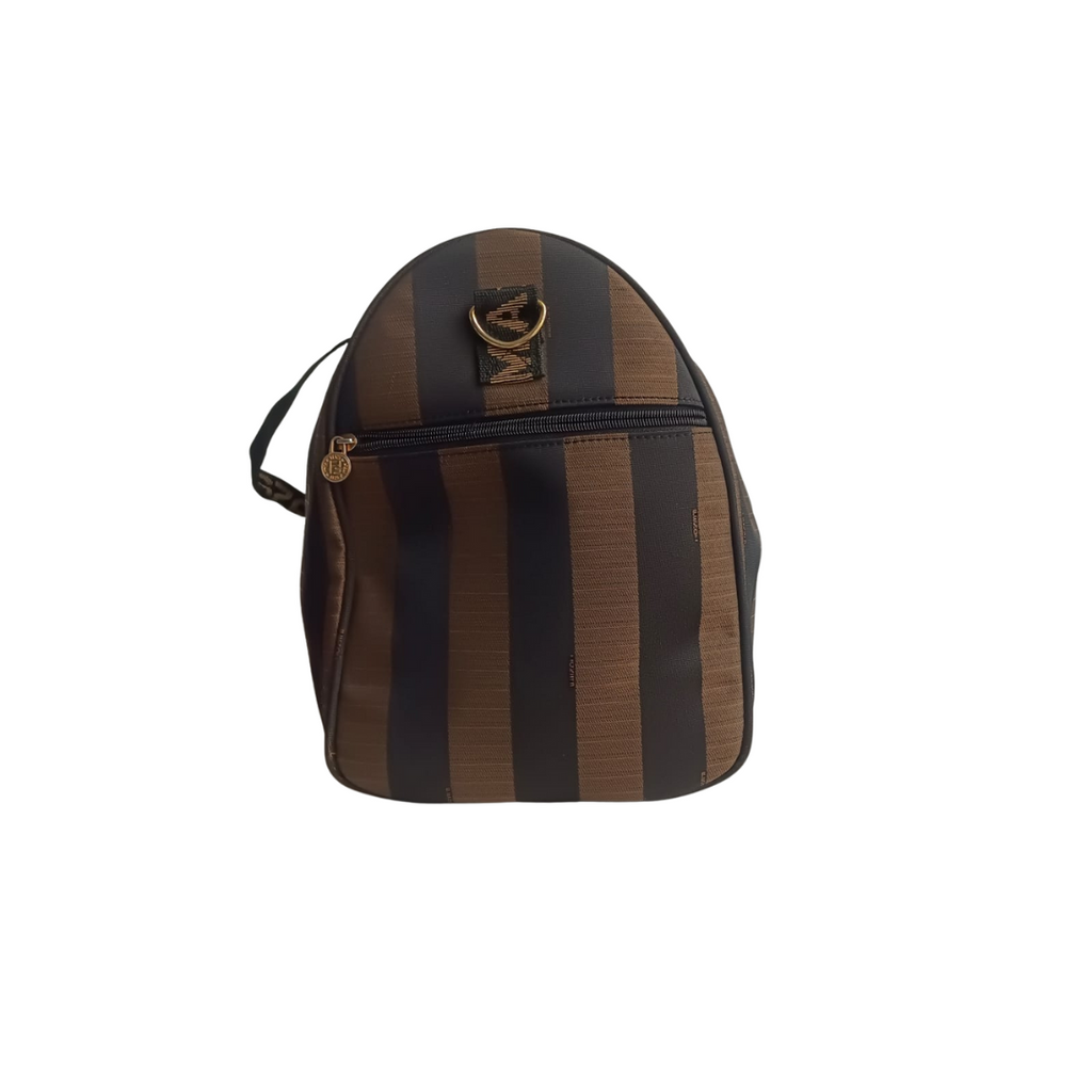 Fendi Gold & Black Striped Canvas Large Duffle Bag | Pre Loved |
