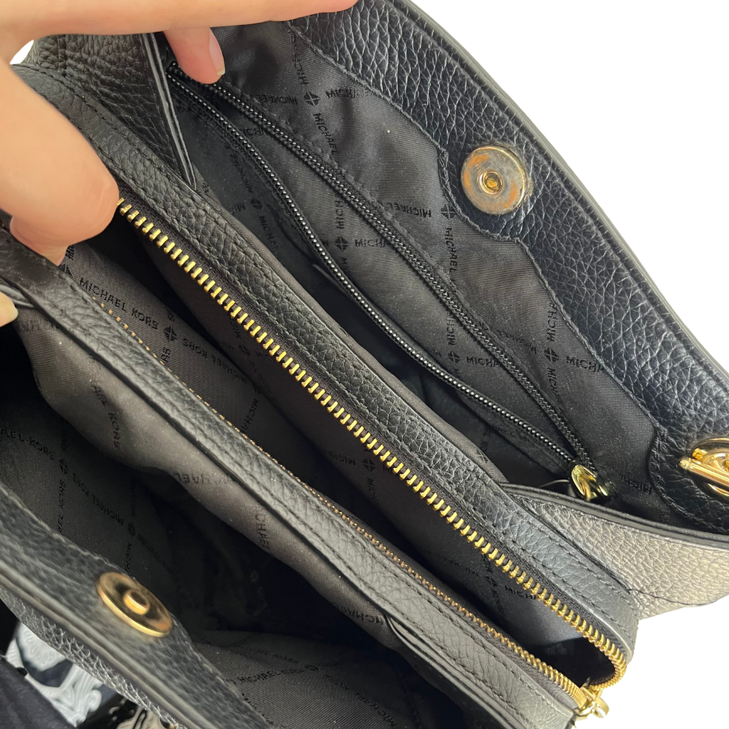 Michael Kors Black Pebbled Leather Jet Set Chain Shoulder Bag | Pre Loved |