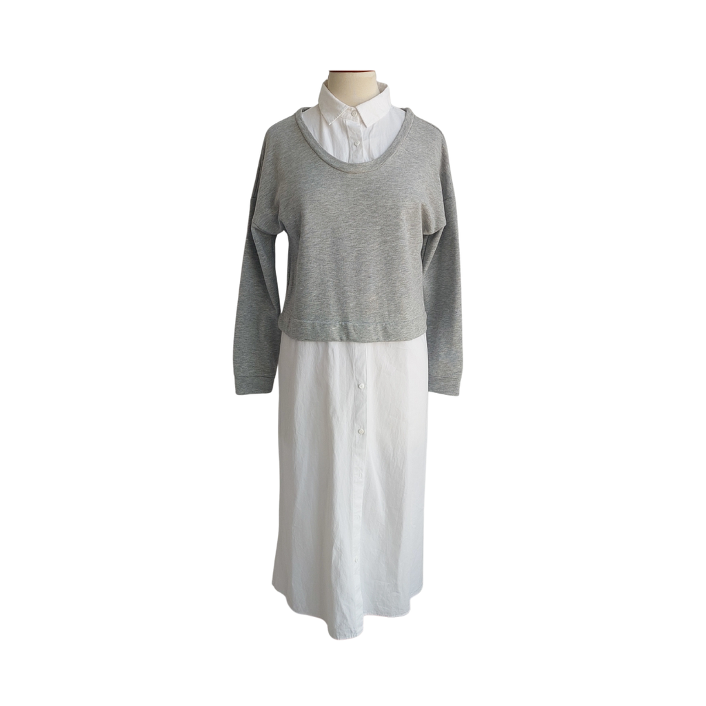 M&S Grey & White Button Down Dress | Pre Loved |