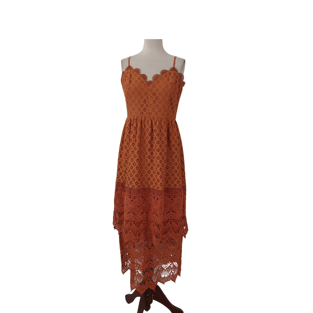 Warehouse Rust Lace Dress | Gently Used |