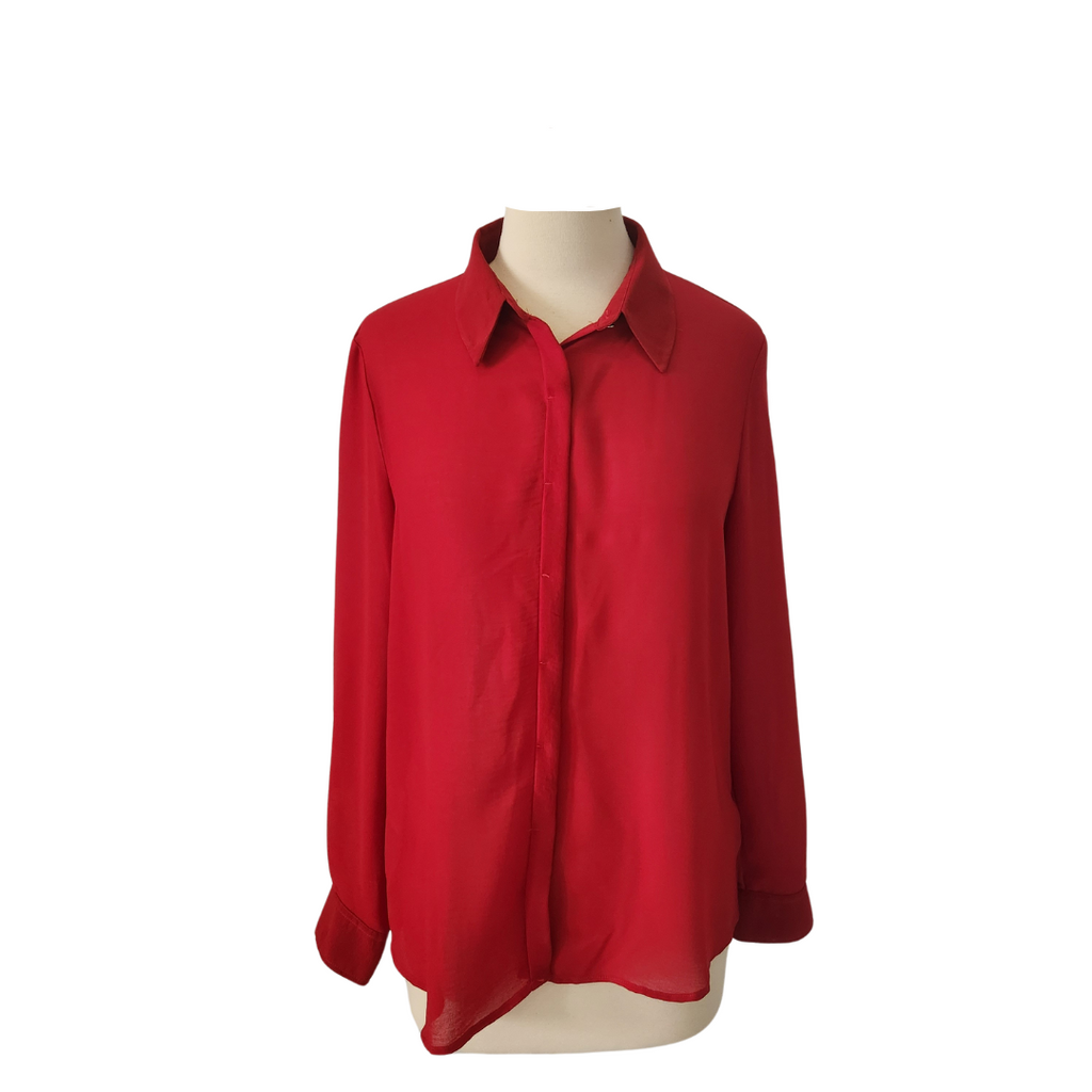 Mango Red Sheer Collared Shirt | Pre Loved |