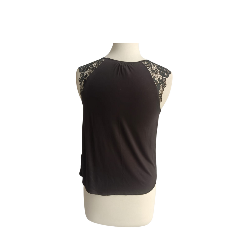 H&M Black Sleeveless Lace Shoulder Top | Pre Loved |