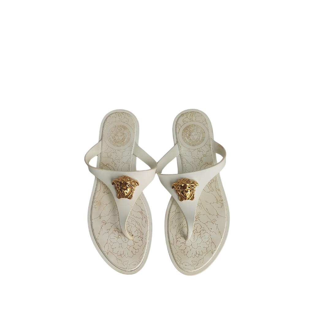 Versace White Medusa Thong Sandals | Pre Loved |