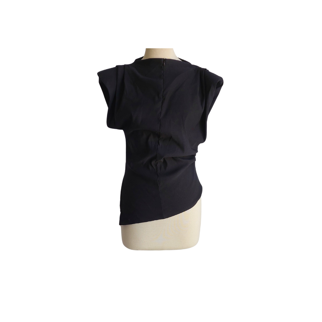 ZARA Black Sleeveless Side Ruche Top | Pre Loved |