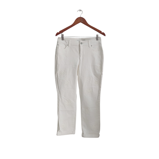 INC White Embroidered Flower Jeans | Gently Used |