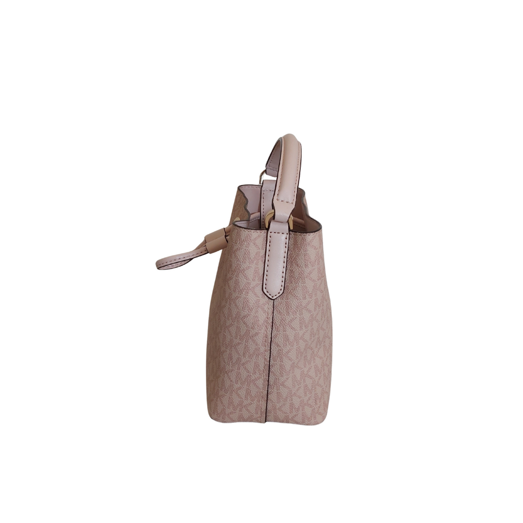 Michael Kors Powder Blush Monogrammed Canvas 'Suri' Small Bucket Bag | Gently Used |