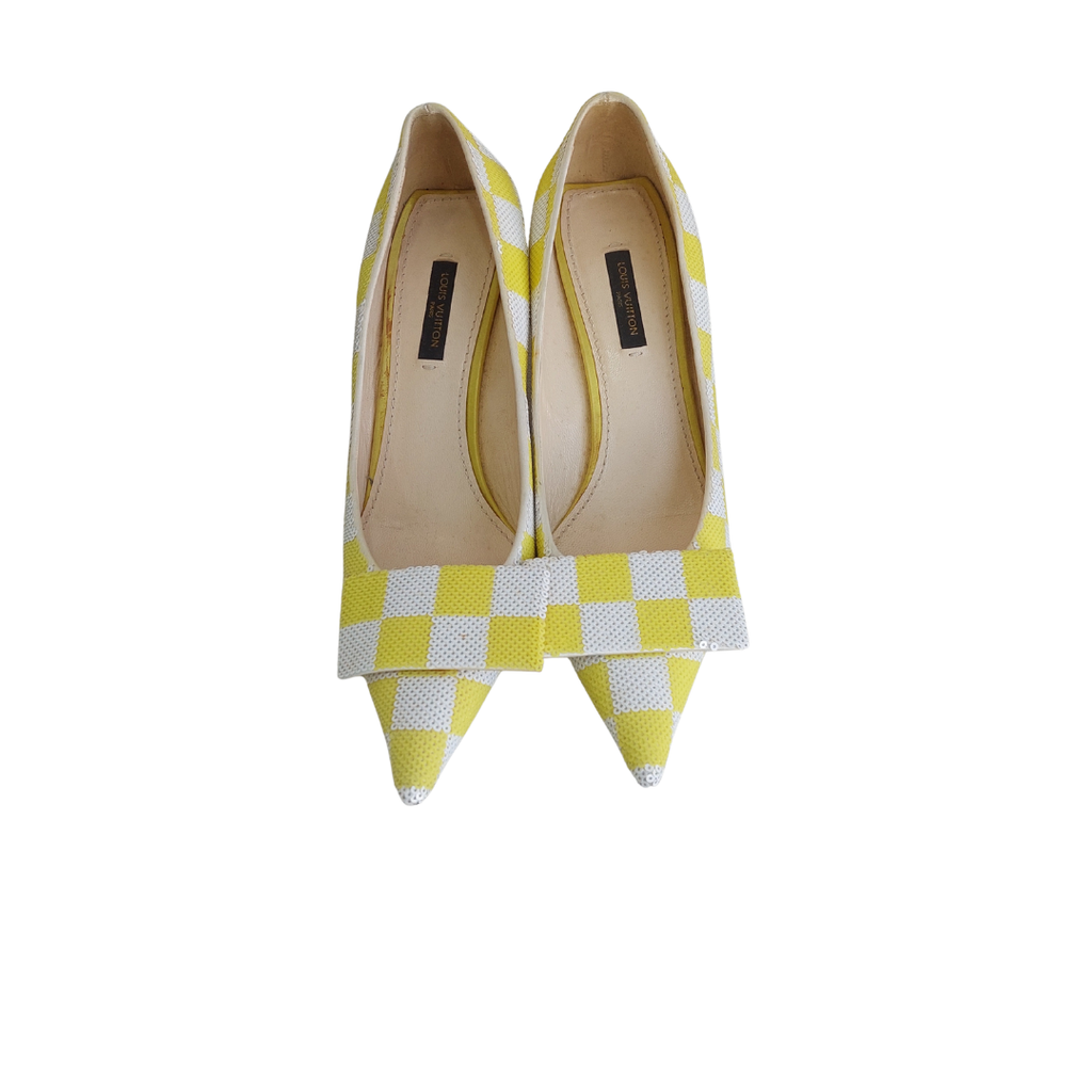 Louis Vuitton Yellow & White Magic Square Pumps | Pre Loved |