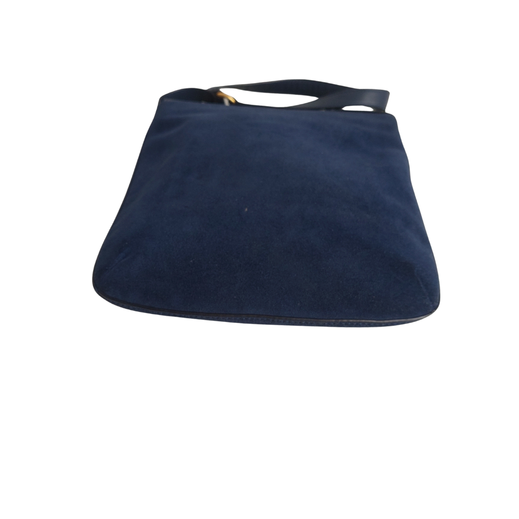 Tory Burch Royal Navy Leather & Suede Farrah Shoulder Bag | Gently Used |