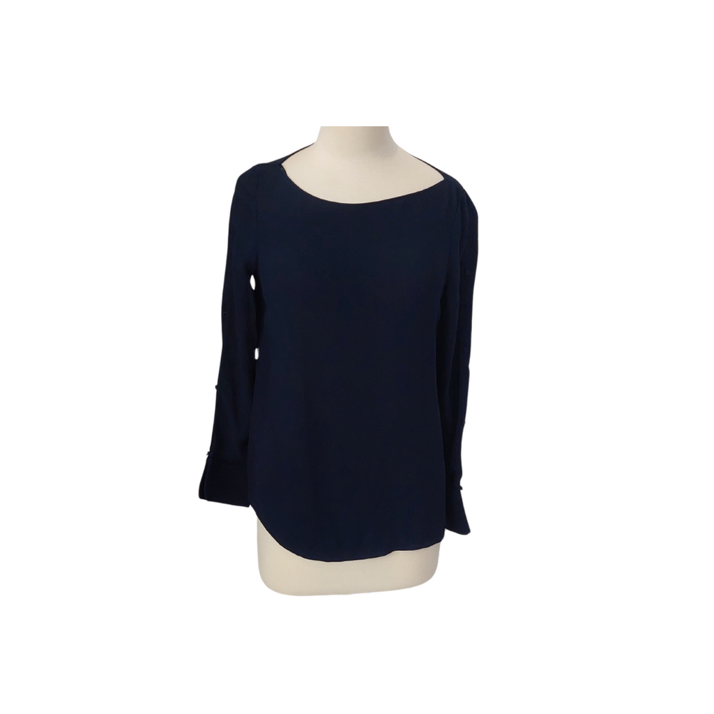 Massimo Dutti Navy Open-sleeves Blouse | Gently Used |