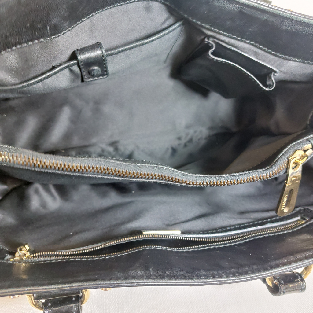 Versace Black Patent Leather & Gold Studded Shoulder Bag | Pre Loved |