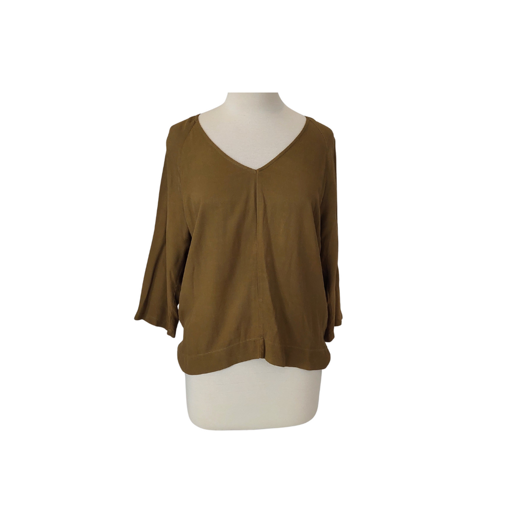 Topshop Olive Green Zip Detail Top | Pre Loved |