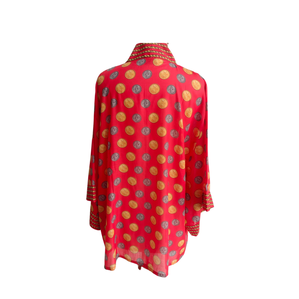 Ayesha F. Hashwani Red Coin Print Short Kurta | Like New |