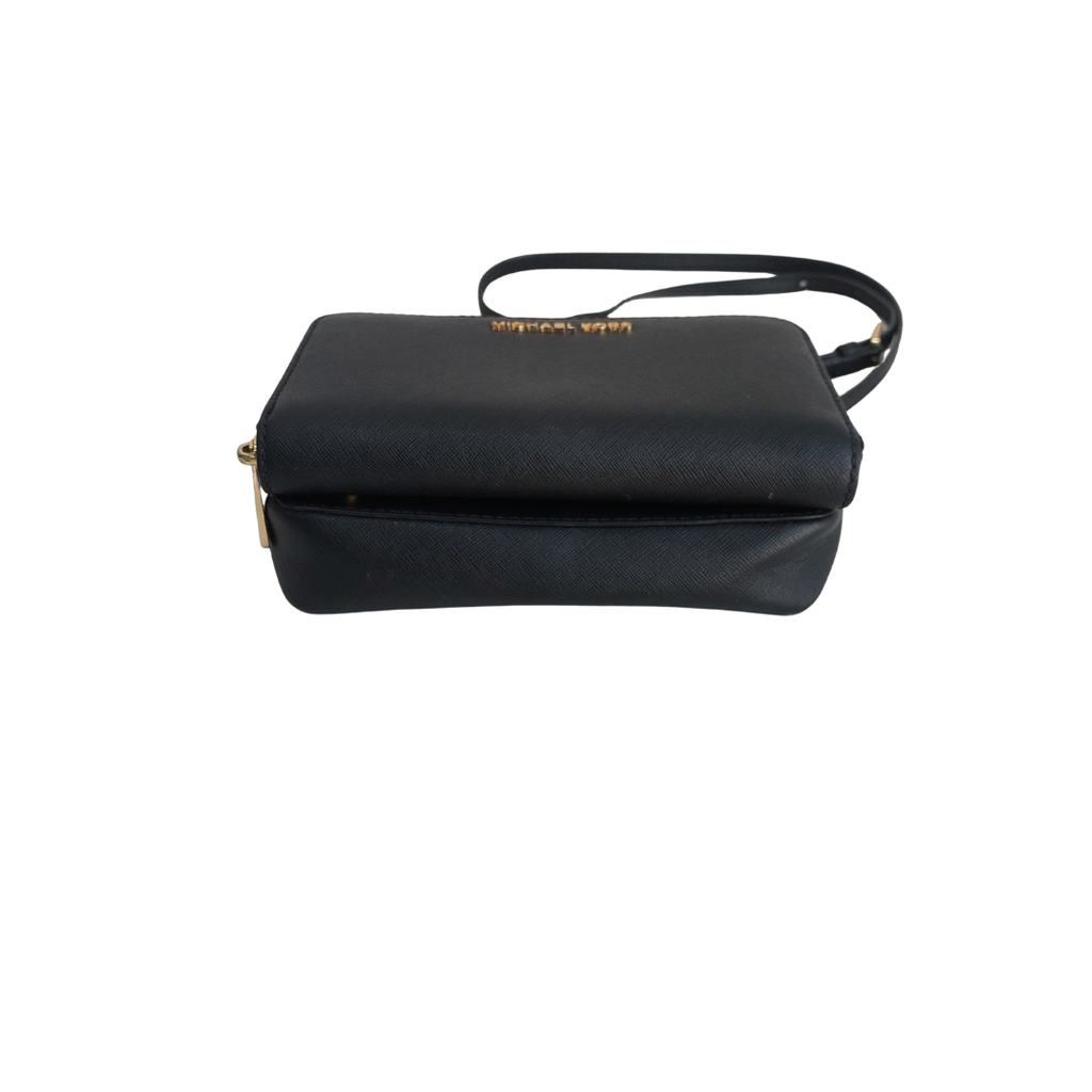 Michael Kors Black Tina Leather Clutch Crossbody and Detachable Wallet Bag | Pre Loved |