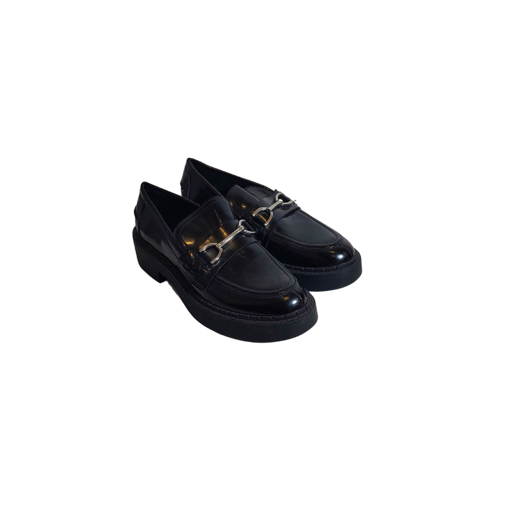 ZARA Black Patent Platform Loafers | Gently used |