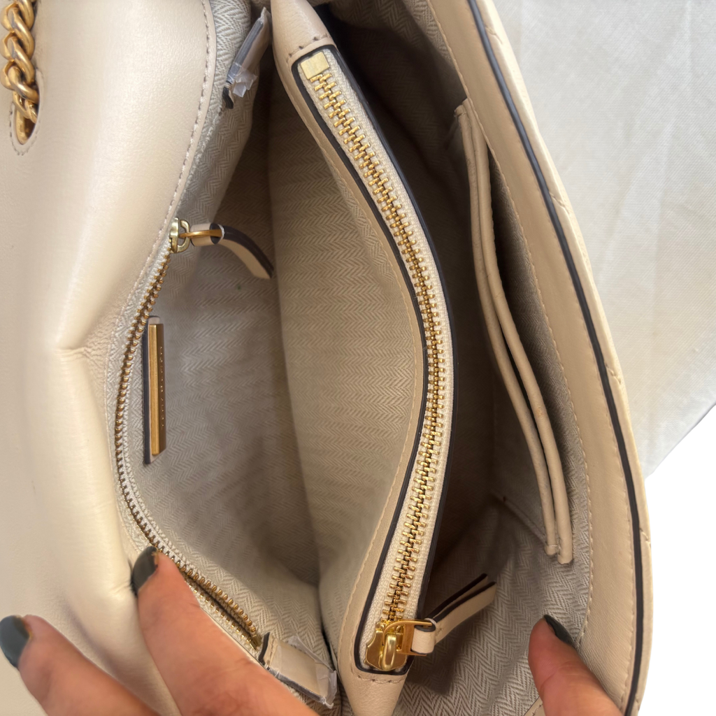 Tory Burch Cream Kira Chevron Leather Shoulder Bag | Pre Loved |