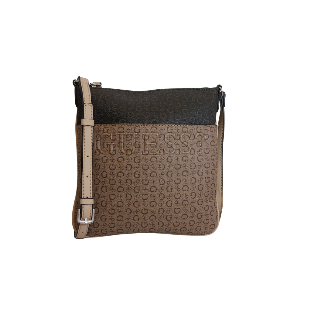 Guess Brown Monogrammed Crossbody Bag | Gently Used |