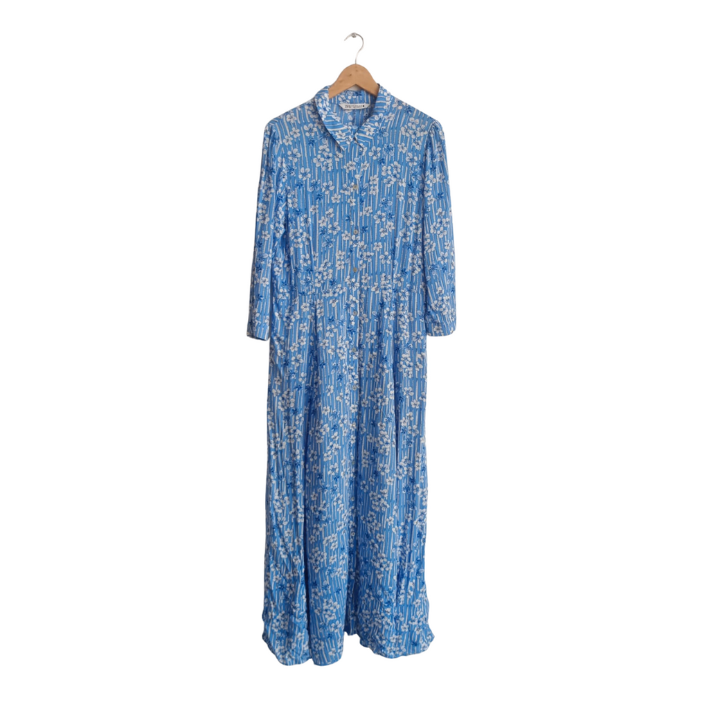 Zara Blue & White Printed Button Down Dress | Gently Used |