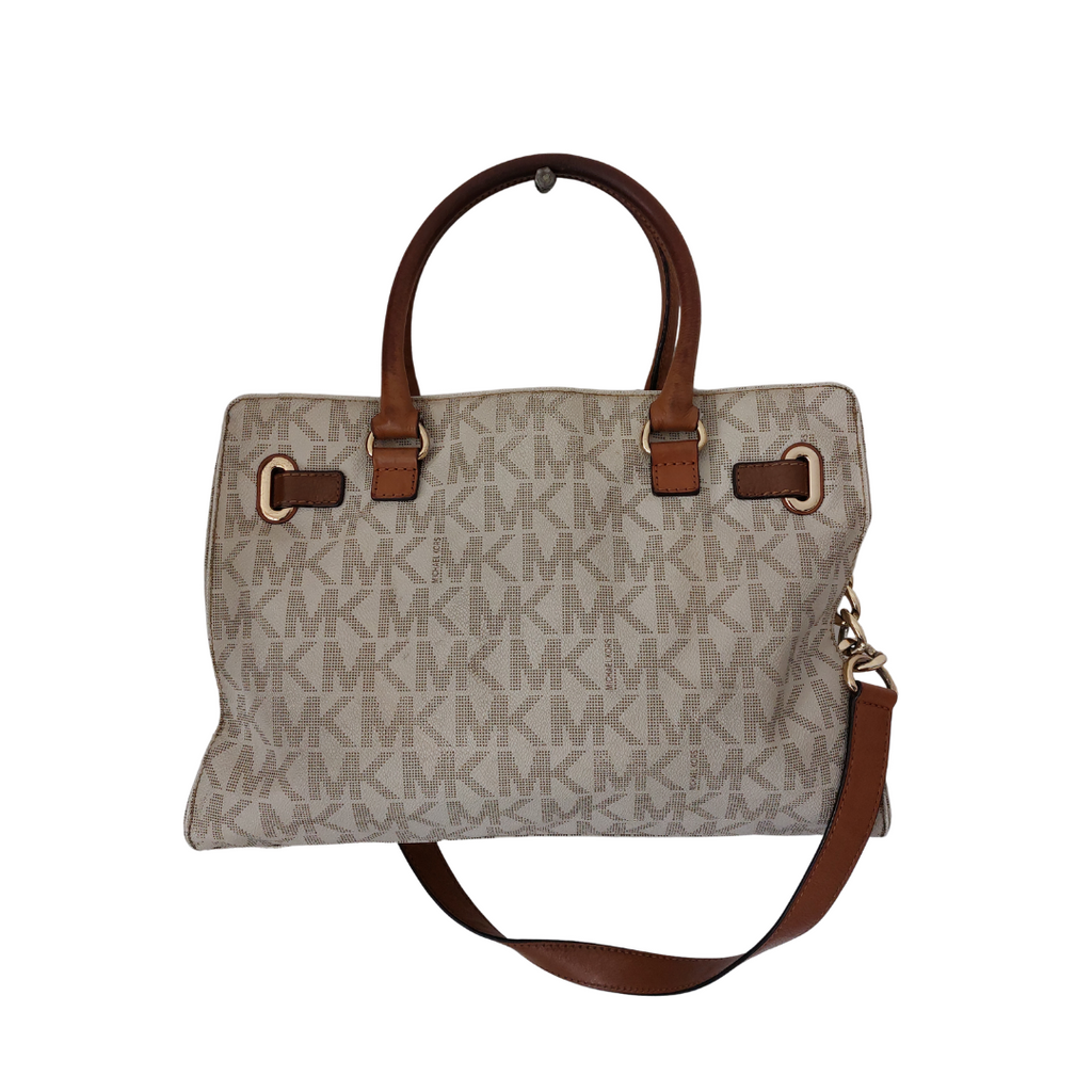 Michael Kors Hamilton Monogram MK Logo Gold Chain Tote Bag | Pre Loved ...