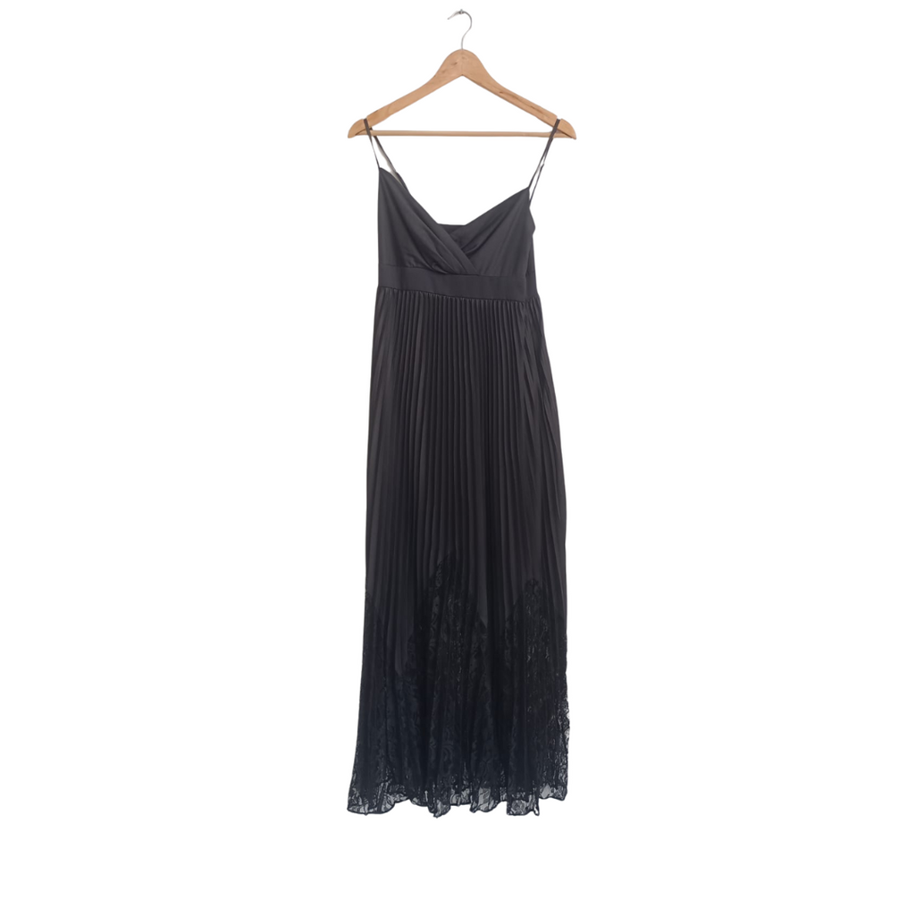 BCBG Black Sleeveless Pleated Lace Detail Dress | Gently Used |