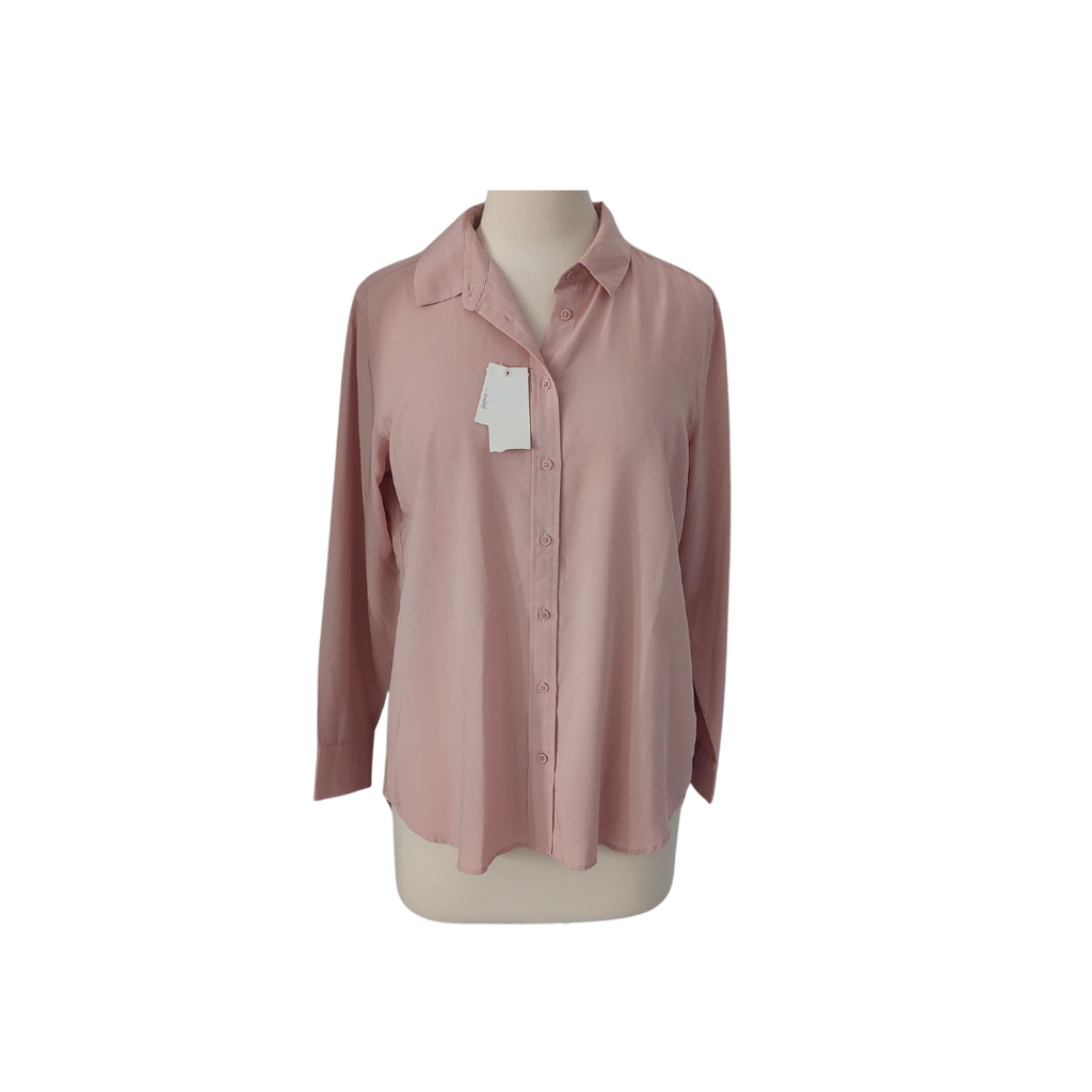 Uniqlo Light Pink Rayon Long Sleeves Collared Shirt | Brand New |
