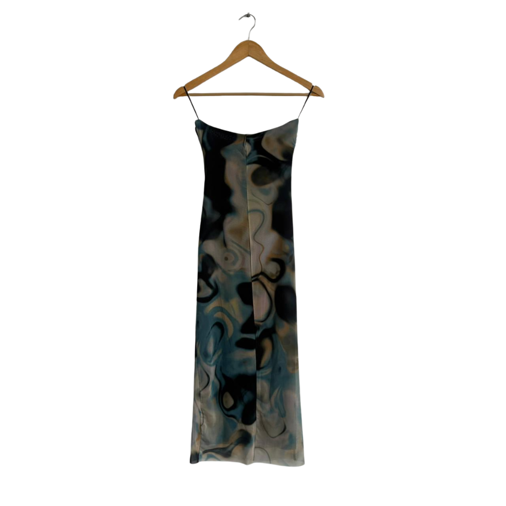 ZARA Multi-Colour Strapless Mesh Midi Dress | Brand New |