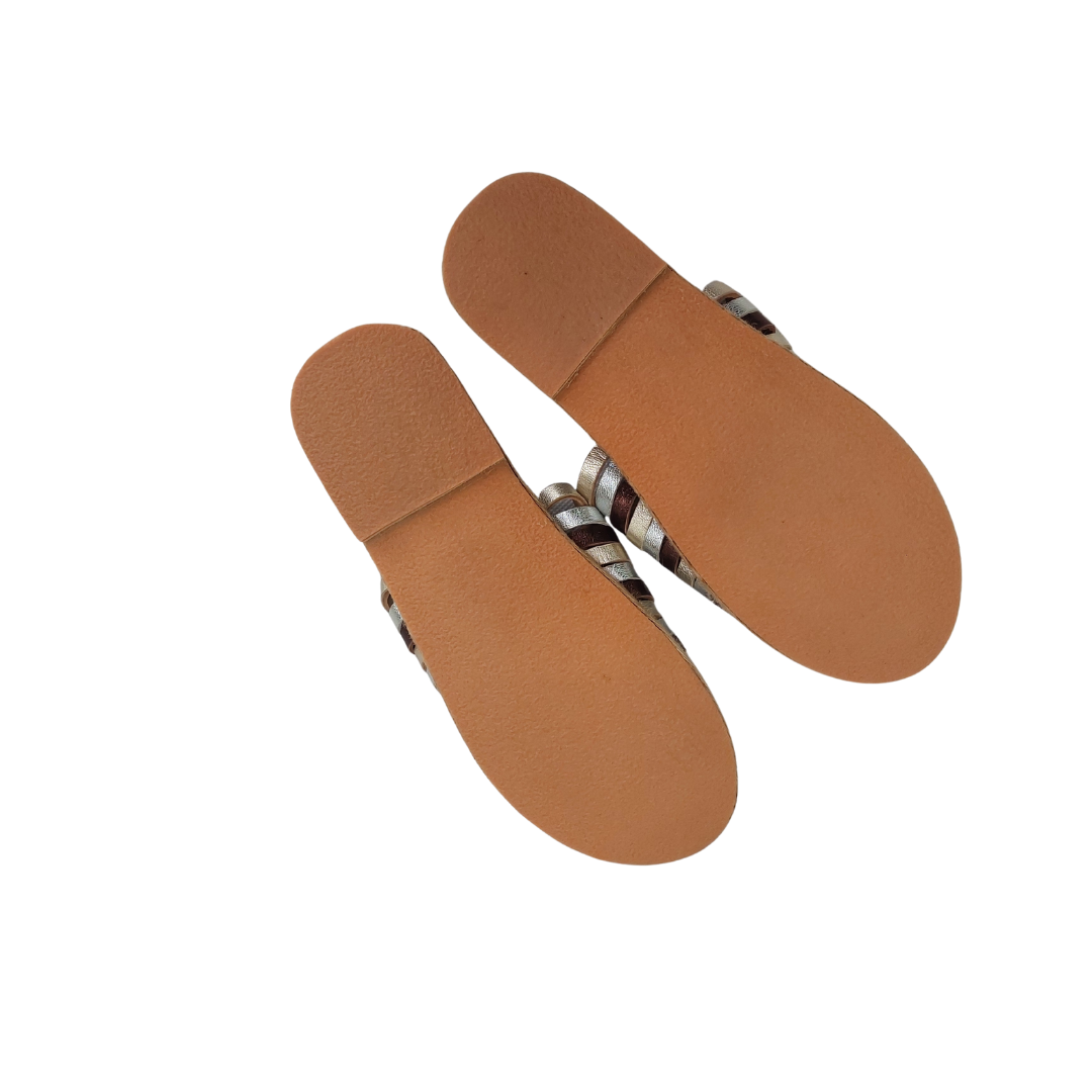 SAAZ Espadas Metallic Hand Woven Huarache Sandals | Like New |