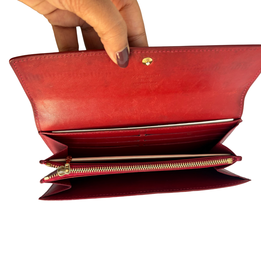 Louis Vuitton Red Patent Monogram Vernis Long Wallet | Pre Loved |