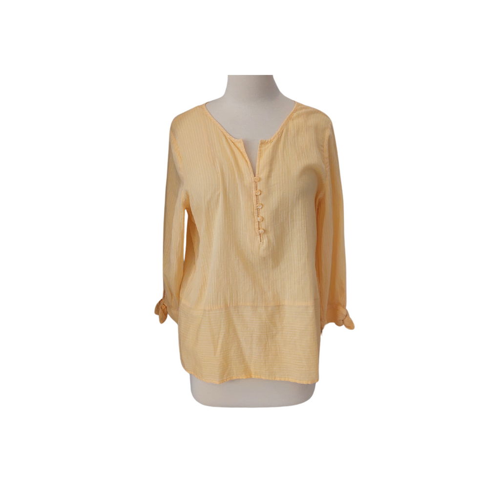 Liz Claiborne Yellow Sheer 100% Cotton Blouse | Brand New |