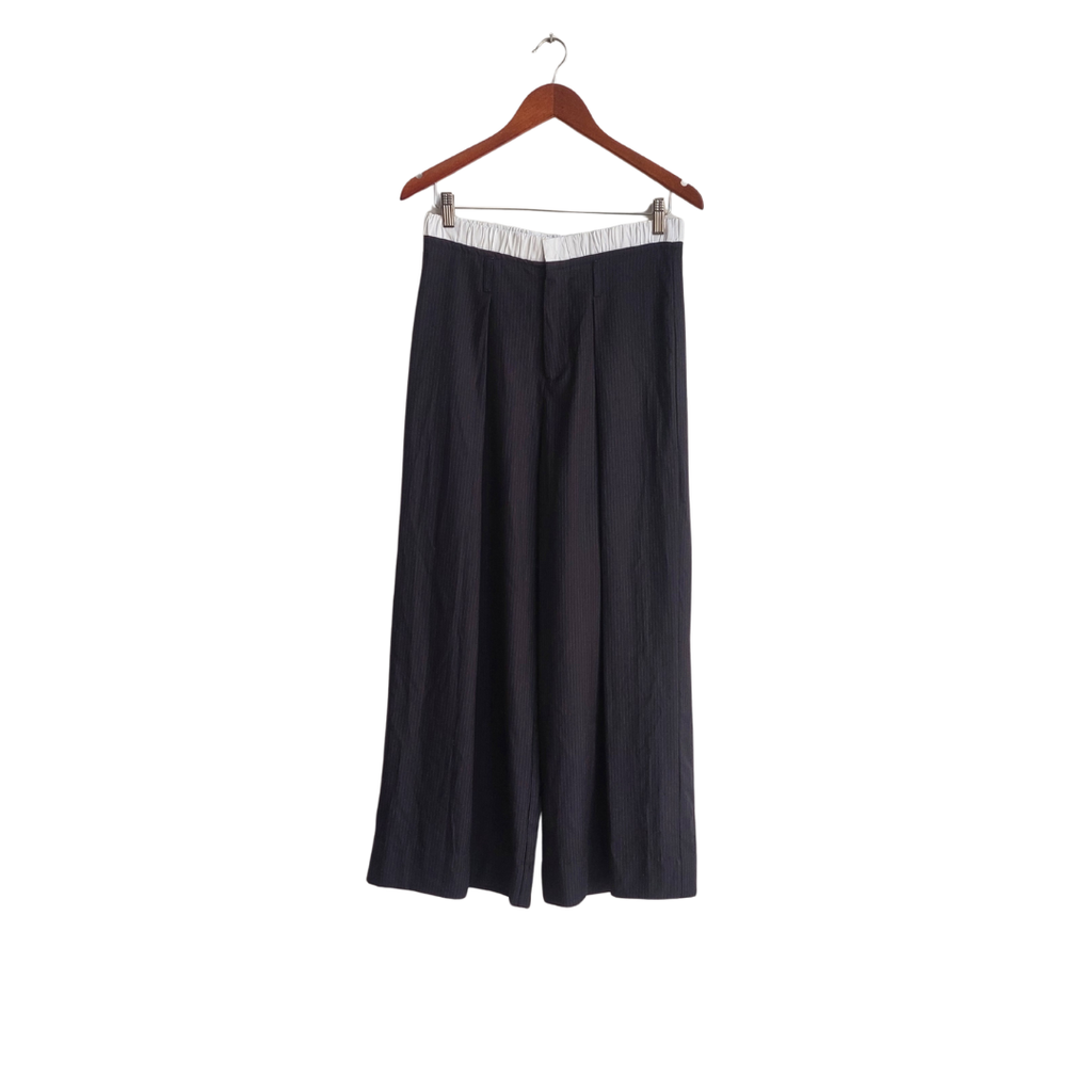 Zara Black & Blue Striped Wide Leg Pants | Brand New |
