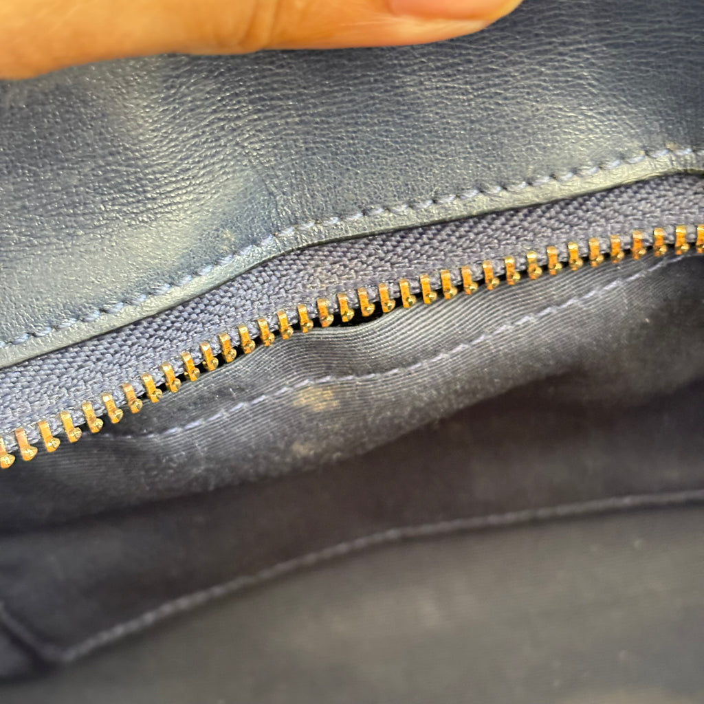 Coach Navy Crocodile Embossed Leather Crossbody Bag | Pre Loved |