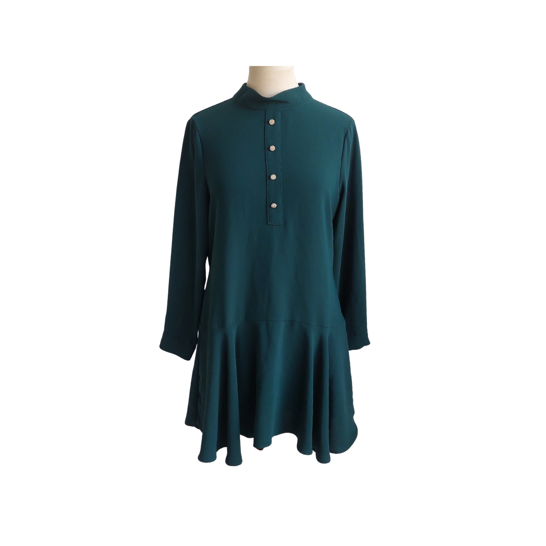 Zara Green Mock-Neck Knee Length Dress | Gently Used
