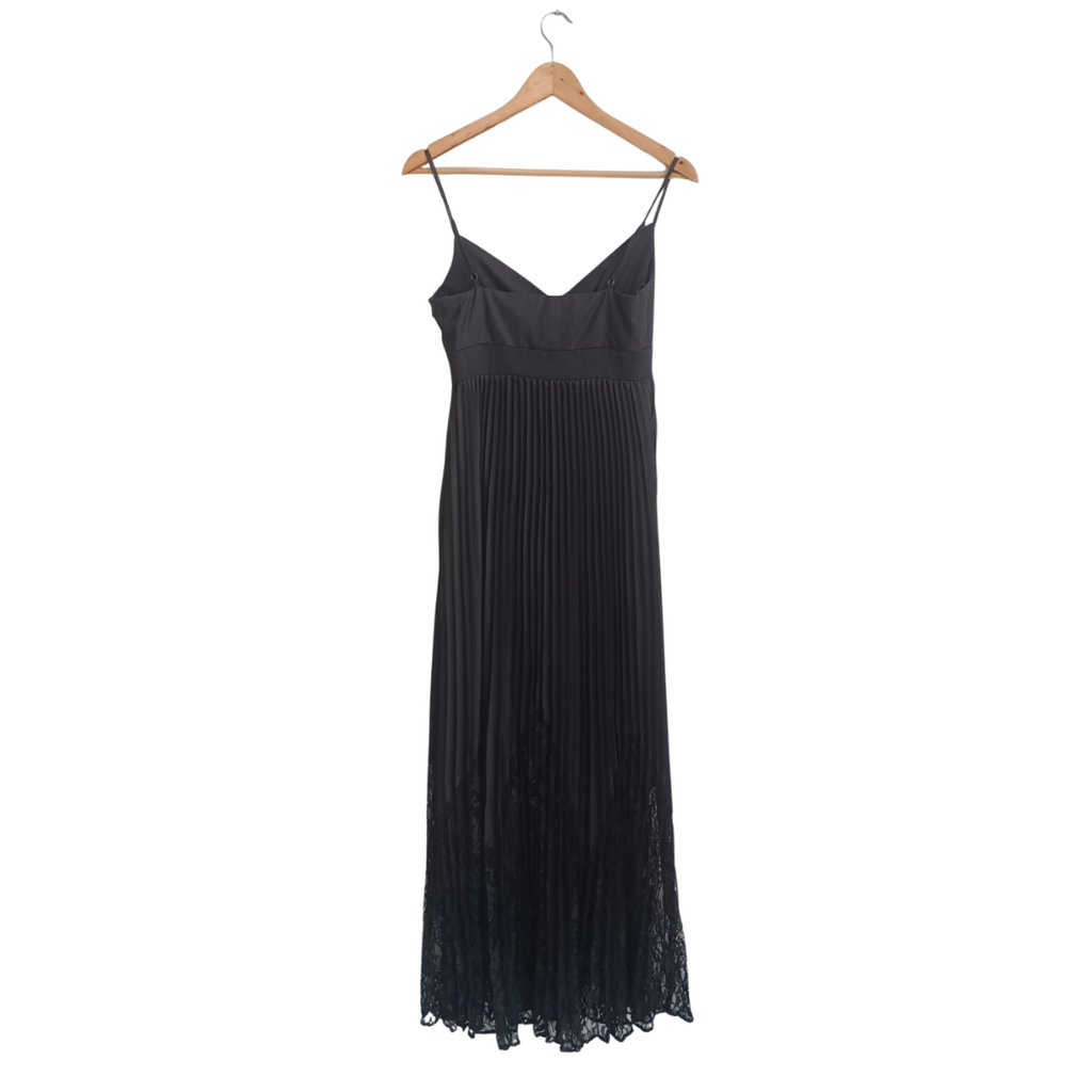 BCBG Black Sleeveless Pleated Lace Detail Dress | Gently Used |