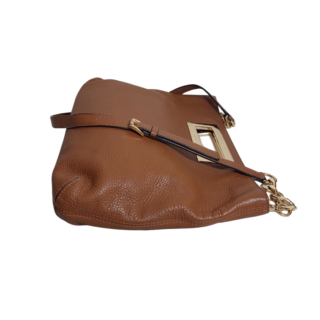 Michael Kors Berkley Luggage Brown Leather Crossbody Bag | Pre Loved |