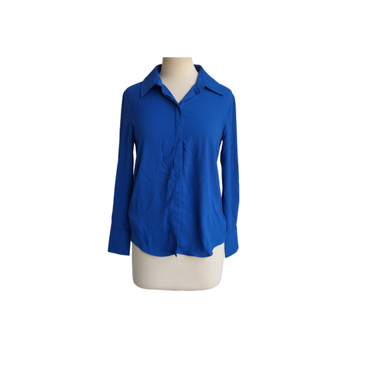 Mango Electric Blue Button Down Shirt | Brand New |