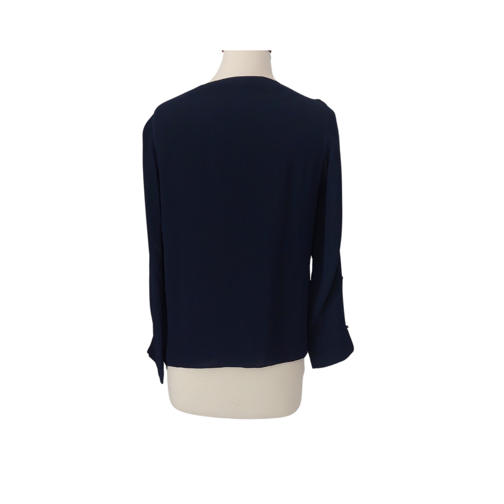 Massimo Dutti Navy Open-sleeves Blouse | Gently Used |