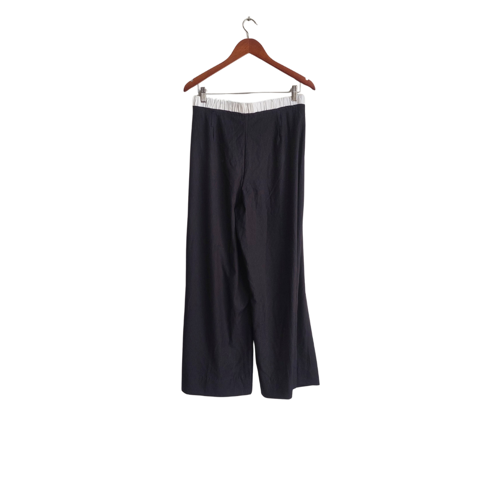 Zara Black & Blue Striped Wide Leg Pants | Brand New |