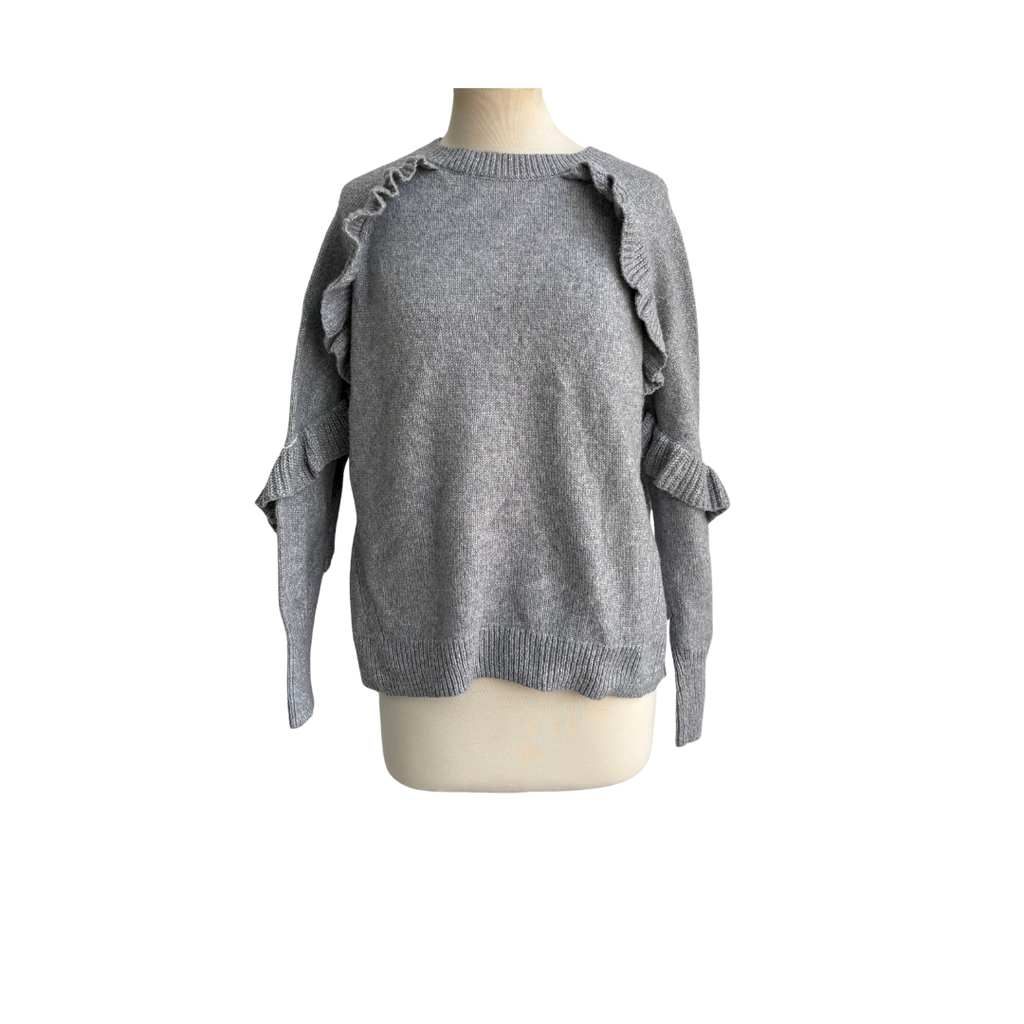 Time And Tru Grey Woolen Sweater With Ruffle Detail | Gently Used ...