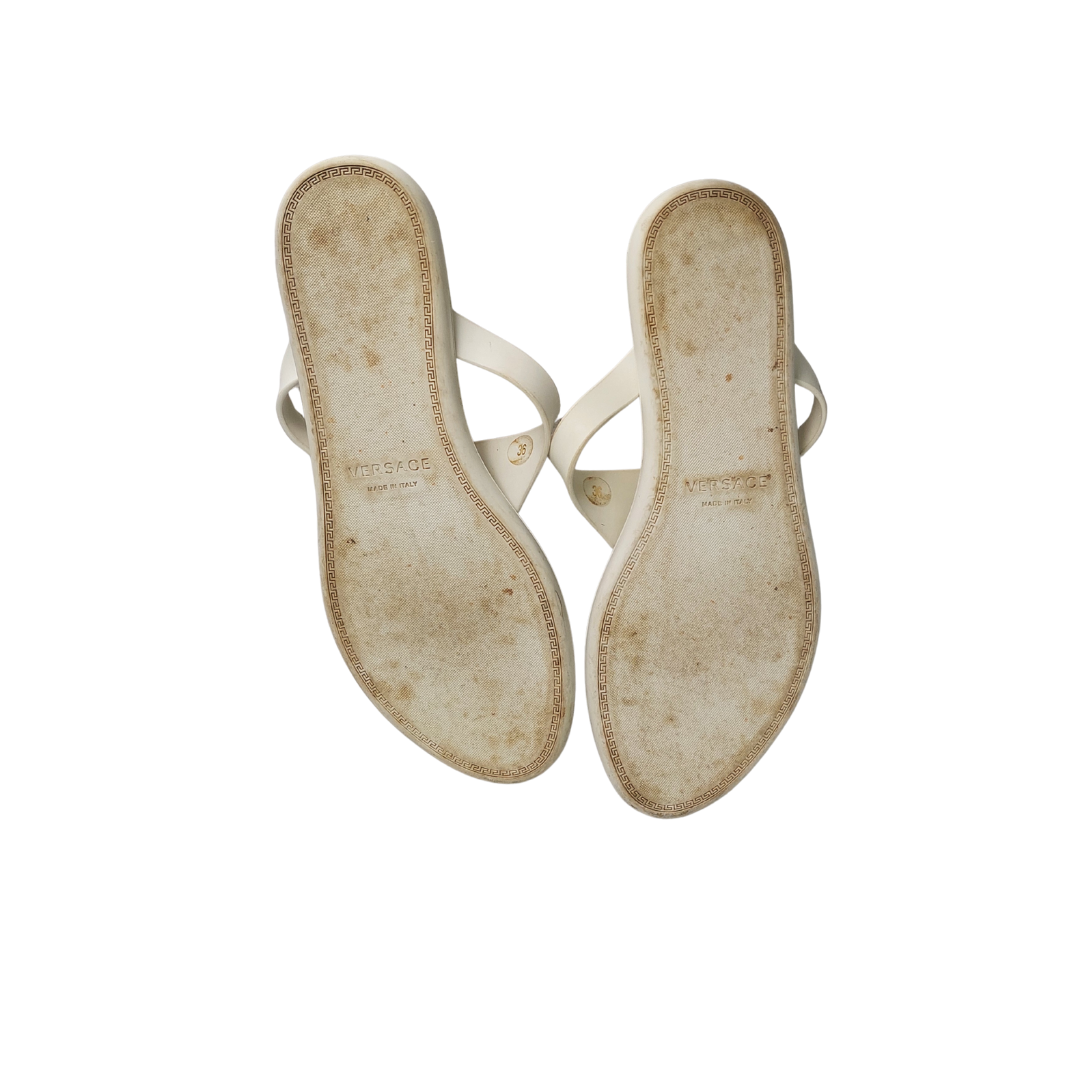Versace White Medusa Thong Sandals | Pre Loved |