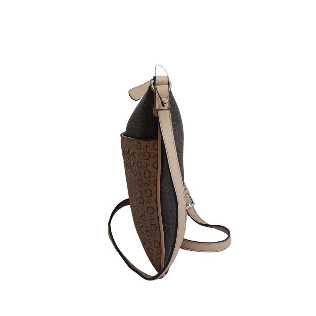Guess Brown Monogrammed Crossbody Bag | Gently Used |