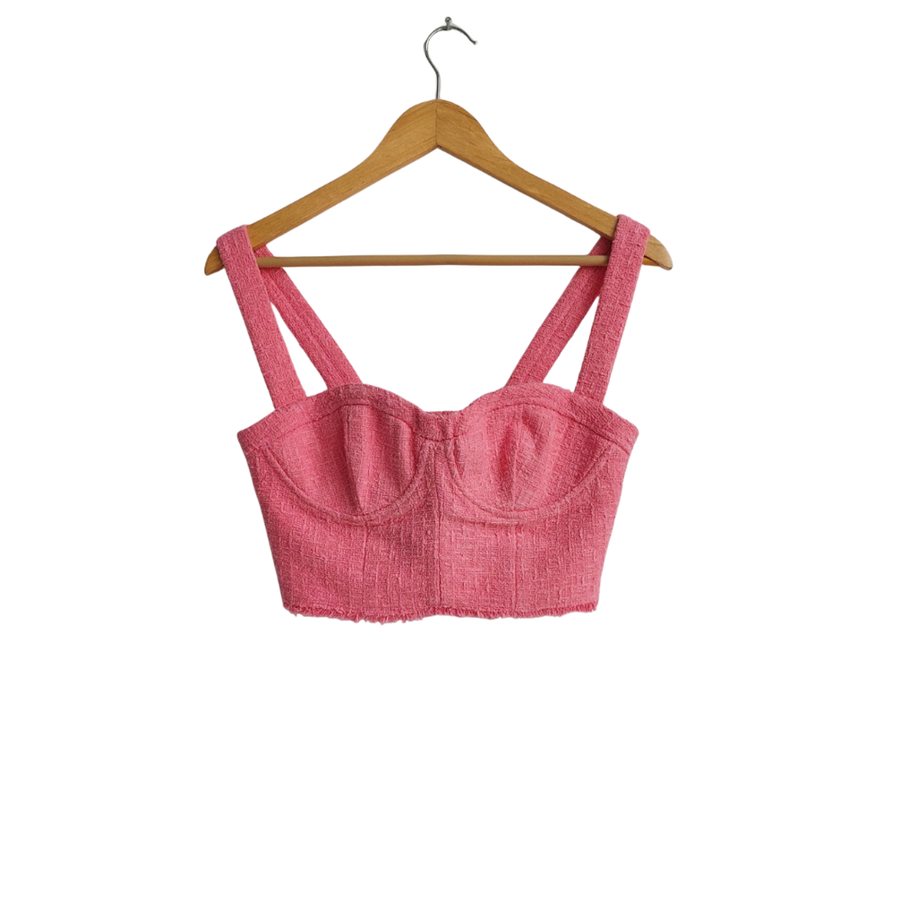 ZARA Light Pink Tweed Bustier Top | Brand New |