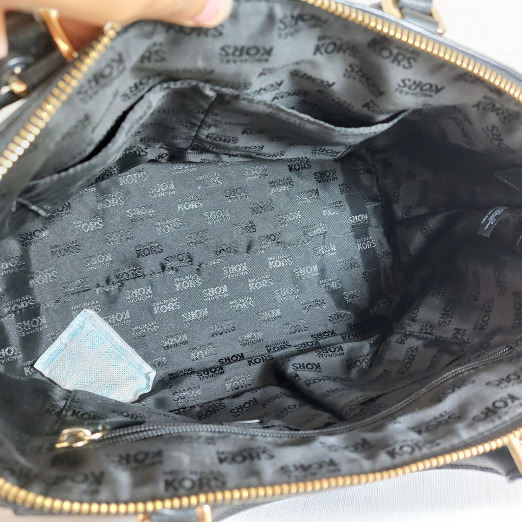 Michael Kors Black Ciara Large Saffiano Leather Satchel Bag | Pre Loved |