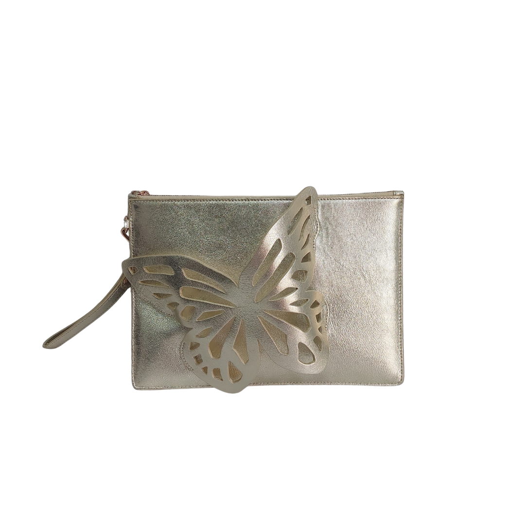 Sophia Webster Gold Flossy Butterfly Pouchette Clutch | Gently Used |