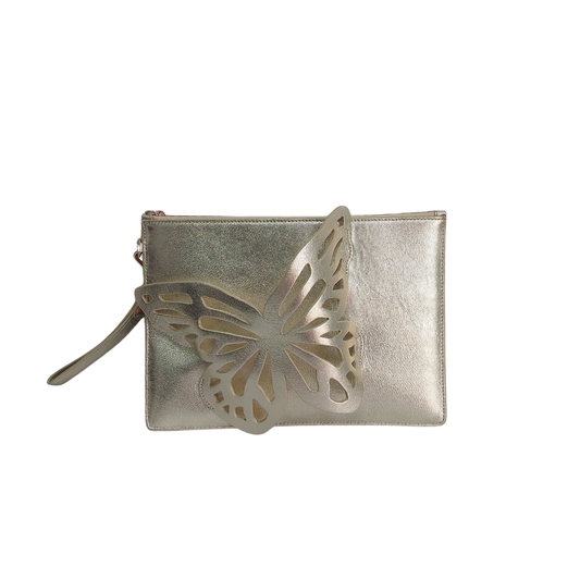 Sophia Webster Gold Flossy Butterfly Pouchette Clutch | Gently Used |