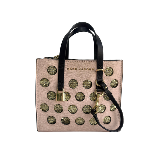 Marc Jacobs Pink And Gold Lurex Polka Dot Mini Grind Tote Bag | Pre Loved |