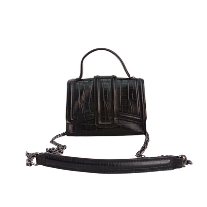 Zara Black Crocodile Patterned Faux Leather Mini City Crossbody Bag | Pre Loved | - Secret Stash