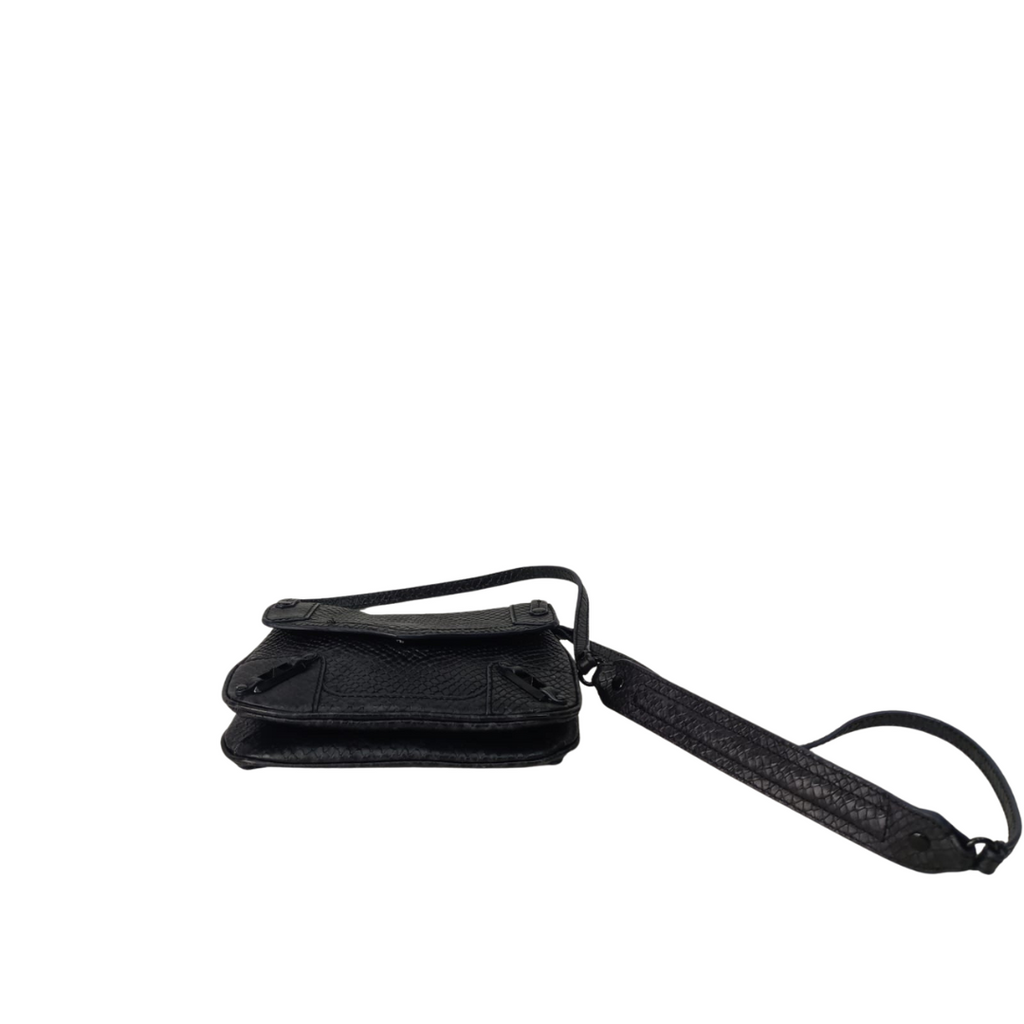 Rebecca Minkoff Black Textured Leather Small Crossbody Bag | Pre loved |